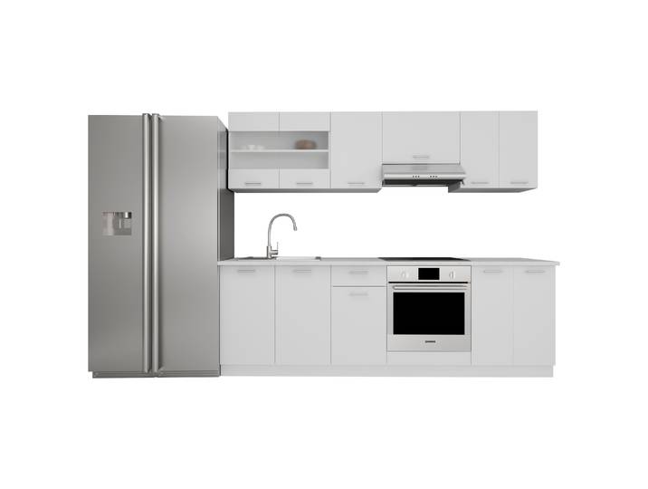 Cuisine équipée de 8 pièces Dimensions env. H. 145 x W. 240 x. T. 46 cm Coin cuisine Coin cuisine Cuisine complète - Esilo