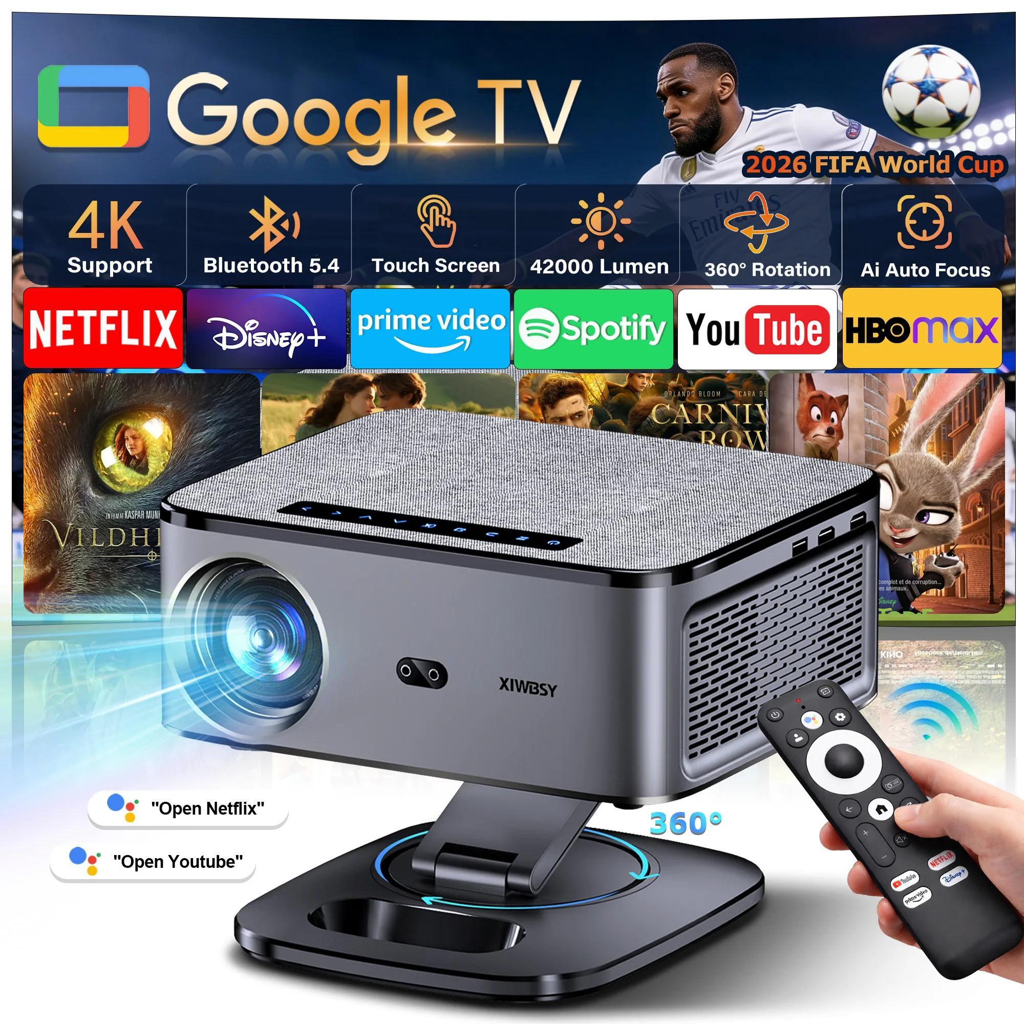 Android 11 4K Beamer - Smart Heimkino Projektor 1080p Full HD - 42000 Lumen 3600 ANSI, WiFi 6 Bluetooth 5.4, Auto Fokus Keystone, LED LCD, T08 Plus-TVStick