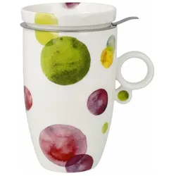 Goebel, Tasse, Teetasse Colori Mix mit Deckel und Sieb, Fine Bone China, Metall, Bunt, 450 ml, 23123381 (450 ml)