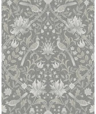 NextWall Vintage Bird Ogee Peel and Stick Wallpaper