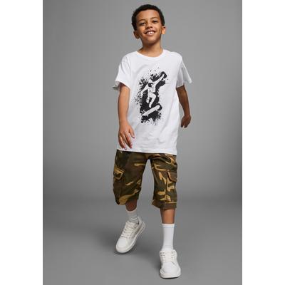T-Shirt KIDSWORLD "Mit coolem SKATER-Print", Jungen, Gr. 140/146, weiß, Jersey, Obermaterial: 100% Baumwolle, bedruckt, Basic, Rundhals, Shirts T-Shirt, Kurzarm, Basic-Passform, bedruckt, Rundhalsausschnitt