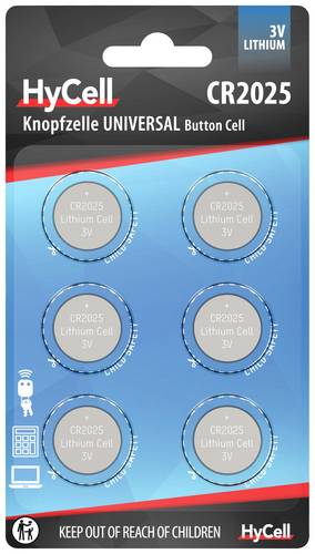 HyCell Knopfzelle CR2025 3V 6 St. 140 mAh Lithium CR2025
