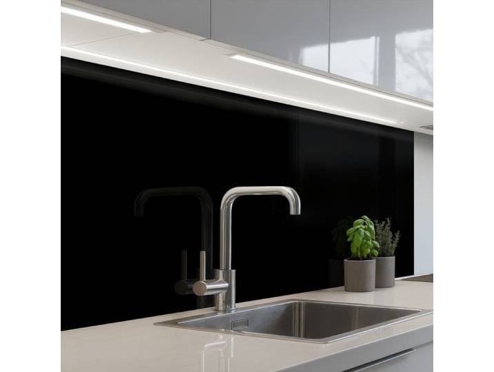 KitchenYeah crédence de cuisine Effet Verre Autocollant Noir 100x60cm