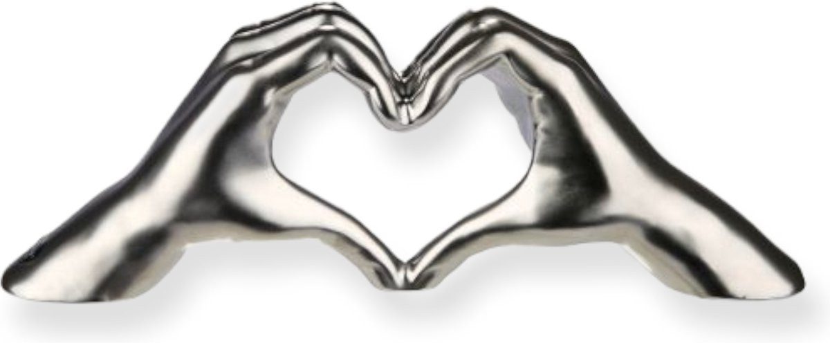 Gilde Handwerk Heart Sign Hands Beeld Sculptuur Zilver Keramiek