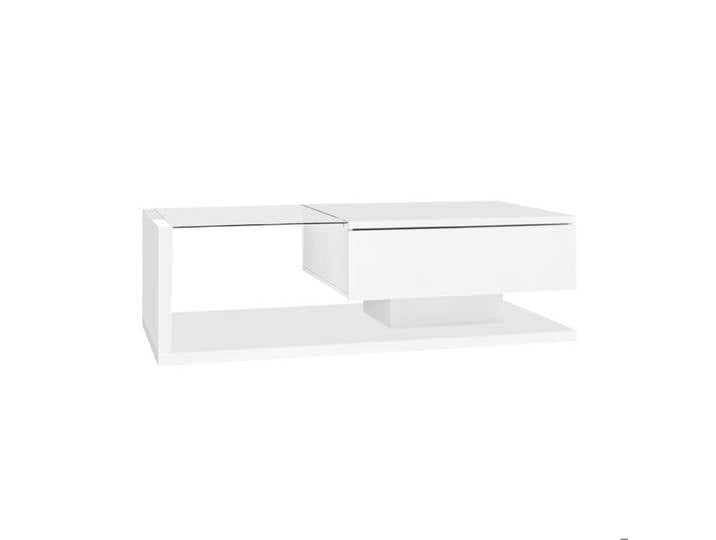 Table basse laquée blanche brillante. Table d'appoint table basse avec verre et effets LED.