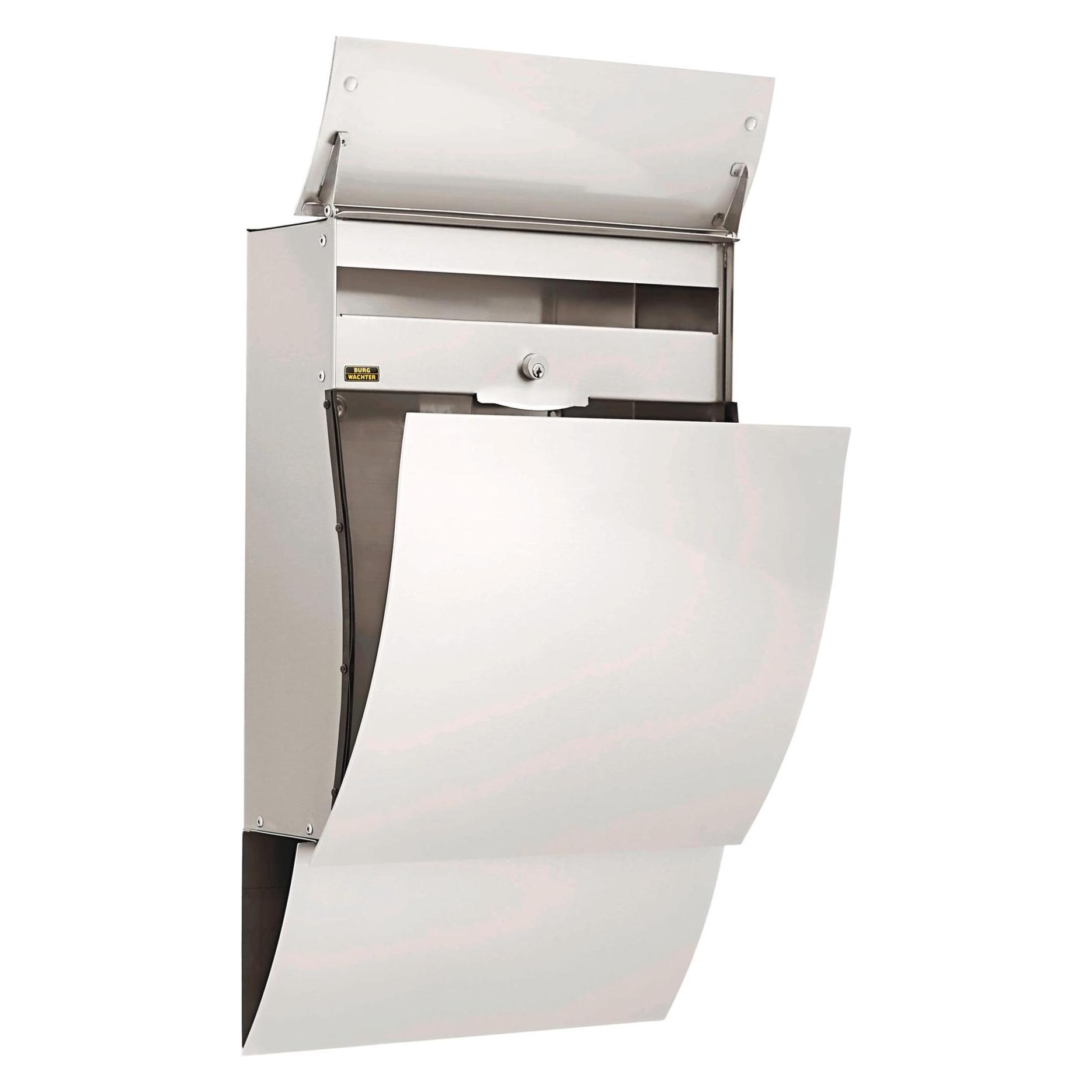 Burg Wächter Briefkasten Opera 3755 Höhe 594 mm Breite 370 mm Tiefe 155 mm Edelstahl Edelstahl DIN C4 (Opera 3755 Ni)