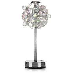 LUMIDA Casa LED-Tischleuchte Kristalloptik-Blüten Touch-Dimmer, Akku Höhe 30cm, Ø 12,5cm