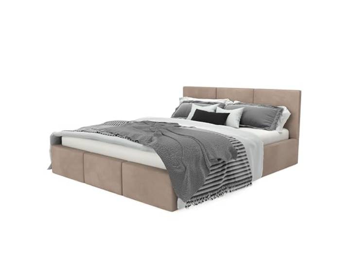 Muralo Polsterbett 160x200 cm mit Bettkasten - Beige Doppelbett mit Gestepptem Kopfteil, Lattenrost, Samtbezug, Wasserabweisend & Kratzfest, ohne Matratze