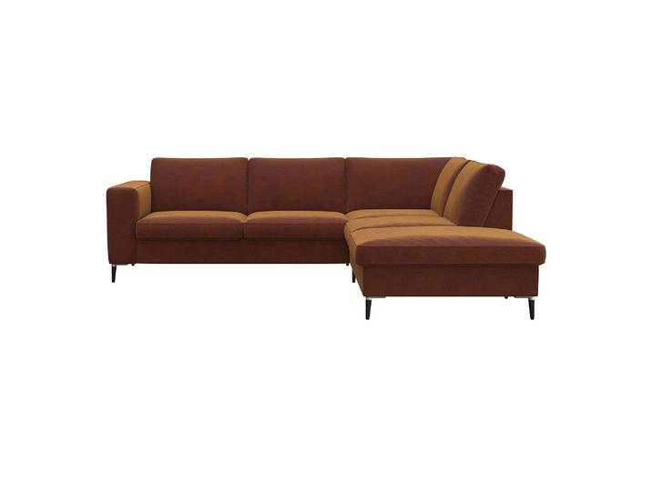 Ecksofa, Cognac, 241x225 cm, Polyester, Breite Armlehnen & Stauraum, Klassisch