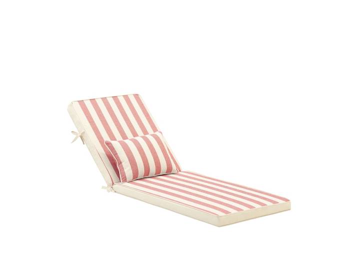Pack 2 coussins à rayures avec petit coussin pour chaise longue rouge