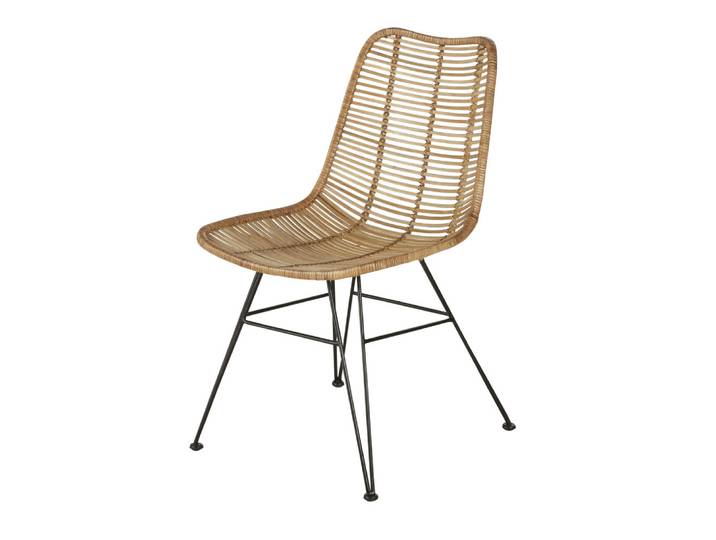Chaise en rotin et acier noir
