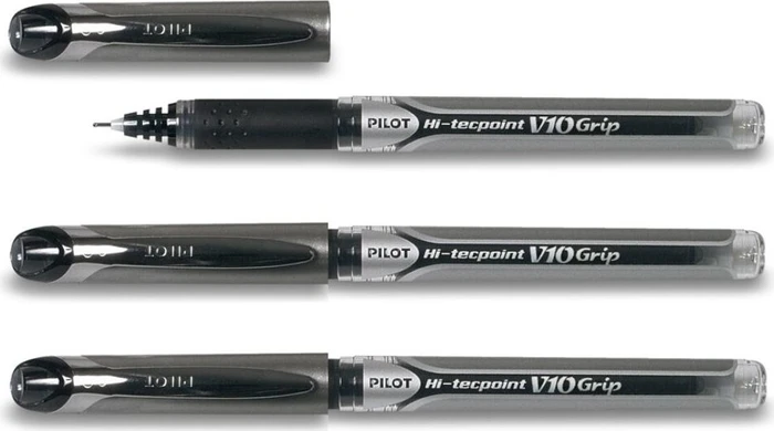 PILOT Hi-Tecpoint Grip V10 Tintenroller schwarz/transparent 0,7 mm, Schreibfarbe: schwarz, 1 St.