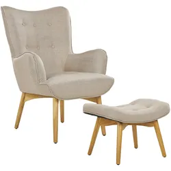 SESSEL Beige mit Hocker Vejle