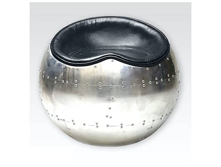 Phoenixarts Aircraft Sitzhocker Rund Leder Vintage - Lounge Hocker Lederhocker Schwarz Ledersessel 7051