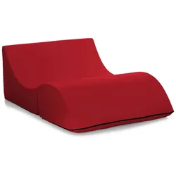 Dmora Klappbett Annabella, Puff umwandelbar in Doppelbett, 100% Made in Italy, Puff, Cm 100x200h70, Rot