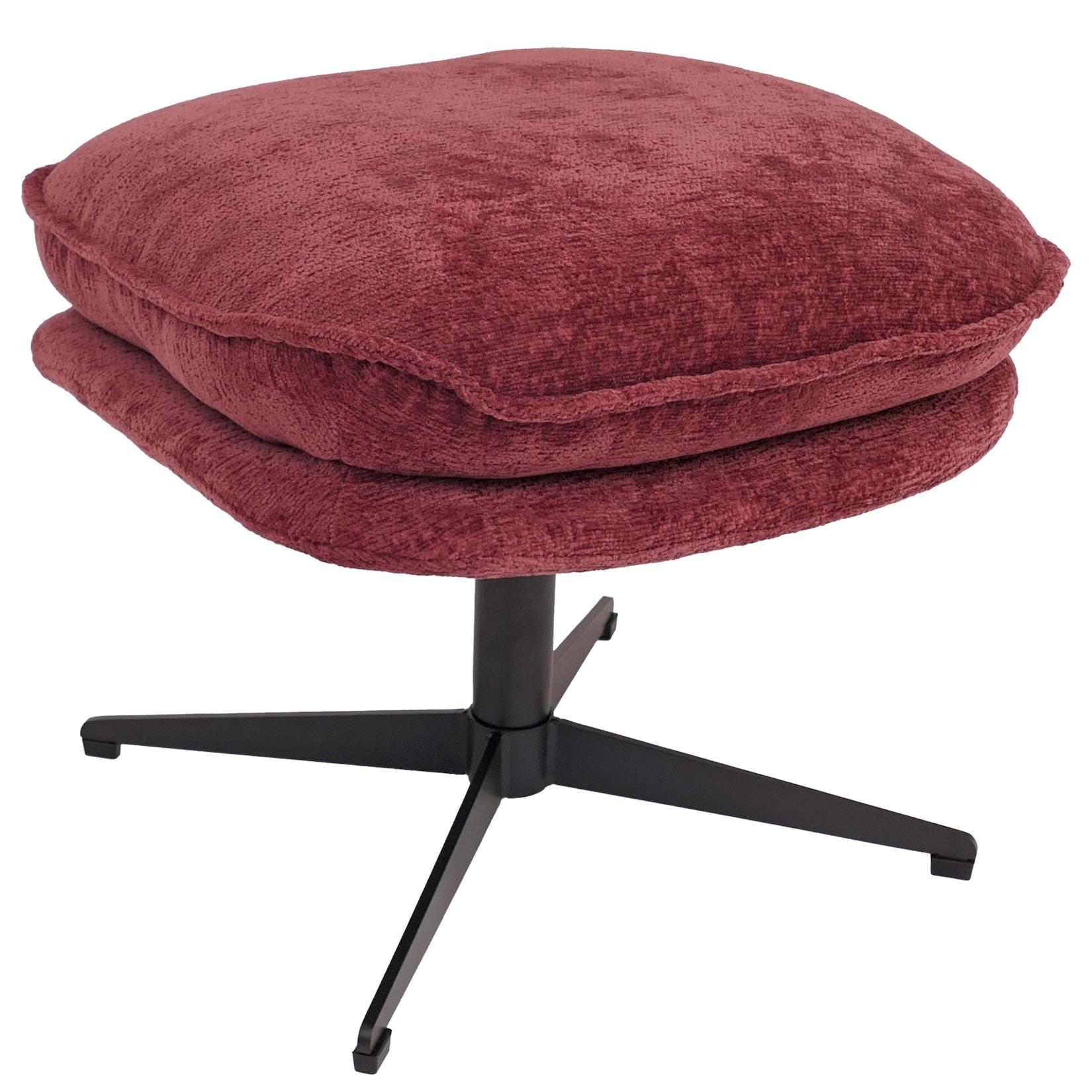 Hocker mit Polster MCWP32, Sitz-/Fußhocker Fußablage Ottomane Stoff/Textil Chenille (370 g/m²) ~ beere