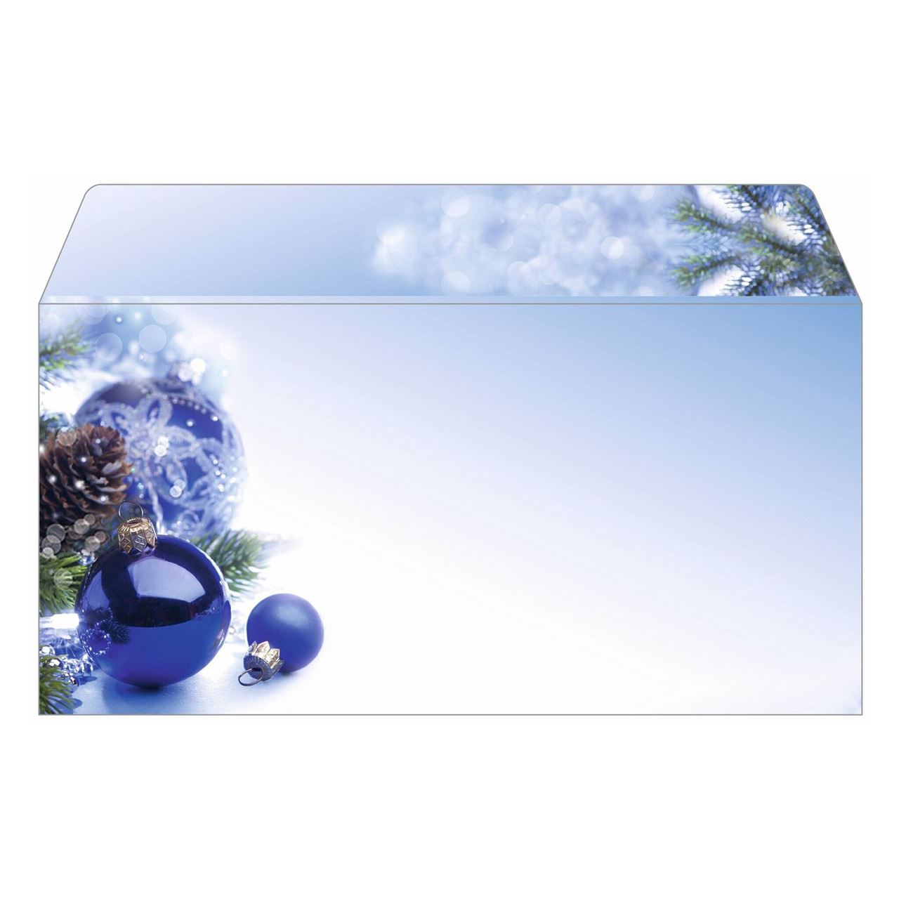 SIGEL 50 Weihnachtsbriefumschläge Blue Harmony DIN lang ohne Fenster