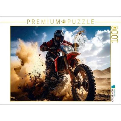 CALVENDO Puzzle Spektakuläre Fahrt eines Fahrers, Weitwinkelaufnahme aus Froschperspektive | 1000 Teile Lege-Größe 64x48cm Foto-Puzzle für glückliche