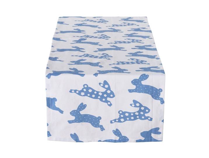 Tischläufer BOLTZE Charly, 140 x 40 cm , blau (blau, weiß), B:40cm L:140cm, Polyester, Tischdecken, Tischläufer, Ostern-Tischläufer