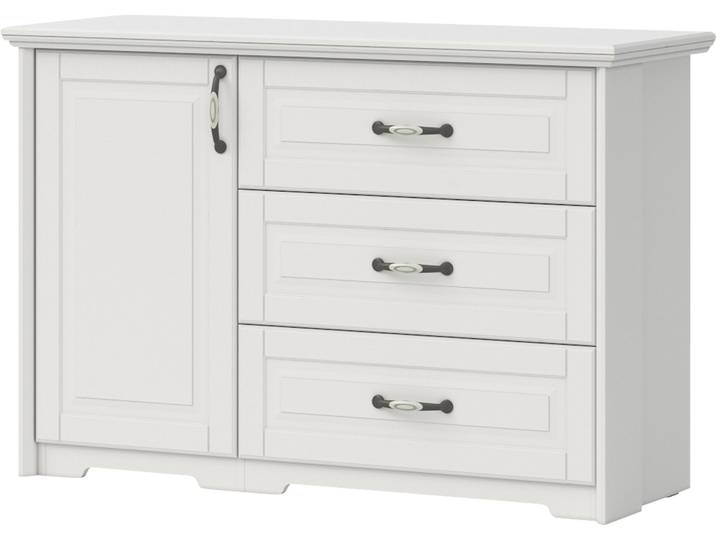 Kombikommode GOODPRODUCT Evergreen, Masse: B/T/H 131/48/88cm, Soft-Close-Funktion , weiss (elfenbeinfarben weiß), B:131cm H:88cm T:48cm, Holzwerkstoff, MDF, Sideboards, Kombikommode, im klassischen Landhausstil,FSC-zertifiziert,hochwertige UV Lackierung