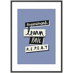 Paperflow Wandbild A3 »Experiment, learn, fail, repeat« Rahmen schwarz schwarz, 30.5x42.7x0.9 cm