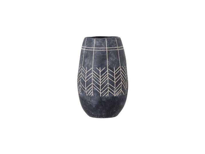 Vase en céramique noir, motif géométrique, à poser - Bloomingvill