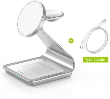 Combo Retail Shop Magnetic Wireless Charger For IPhone, Wireless Charging Station, Compatible With Apple Watch And AirPods white