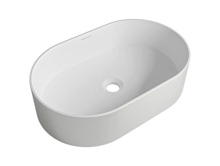 Dieter Knoll Waschbecken, Weiss, Edelstahlfarben, Stein, 55x14x35 cm, Made in EU, Permanentablauf notwendig, Waschbecken ohne Überlaufloch, Badezimmer, Waschbecken & Armaturen, Waschbecken