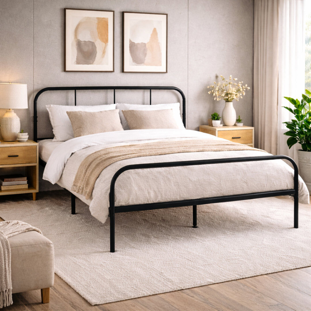 Latitude Run Charlesworth Bed Frame Black Double (4'6)