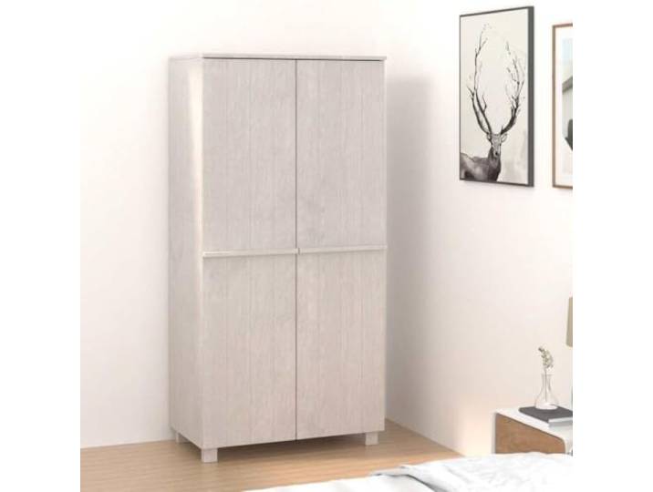 KGCRYUWED Kleiderschrank HAMAR Kiefernholz 89x50x180 cm Weißer Schrank Massivholz-Konstruktion, Inklusive Kleiderstange, Viel Stauraum