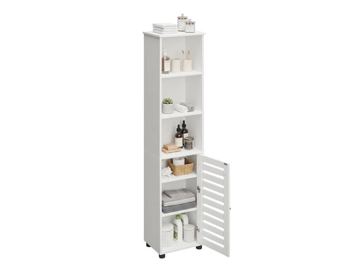 Hoher Badezimmerschrank mit Tür Weiss