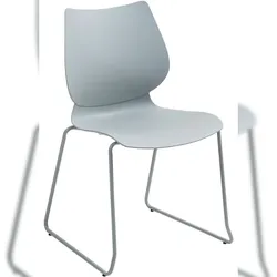 Décoshop26 -Grauer Stuhl mit klarem Design – Moderner Stil grauer Kunststoff graues Metallgestell 10_0008267