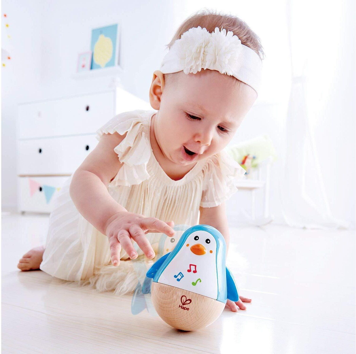 Lernspielzeug HAPE "Stehauf-Pinguin", Kinder, blau (blau, nature, weiß), Kunststoff, Lernspielzeug Lernspielzeug blau, nature, weiß Einheitsgröße