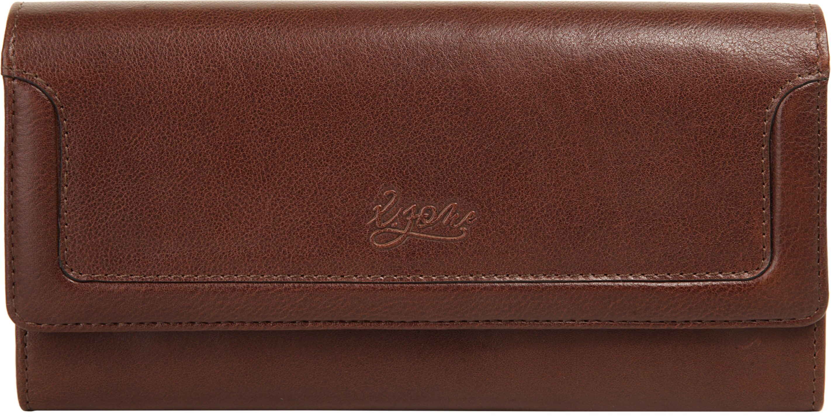 Brieftasche X-ZONE "X-ZONE Herren, Damen echt Leder", Damen, braun (cognac), Leder, leicht glänzend, unifarben, Kleinlederwaren Brieftasche, echt Leder cognac Einheitsgröße