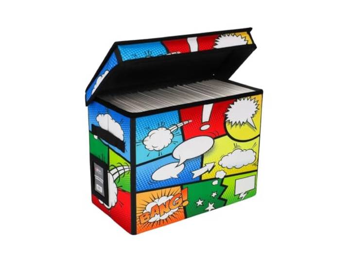 BCW Pow! Comic Sac de rangement pliable pour 125 à 150 bandes dessinées\, compatible avec Ikea Kallax\, poignées de transport et emplacement pour cartes inclus Poubelle pliable pour bandes dessinées