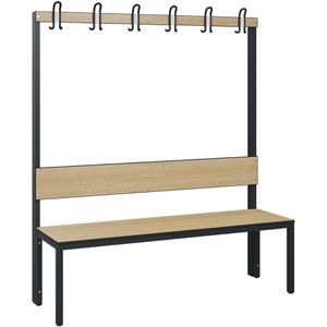 CP-Möbel Umkleidebank 8061-100, Sitzfläche Holz, 150 cm, mit Hakenleiste, eiche / anthrazit