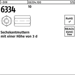 Sechskantmutter DIN 6334 M10 SW 17 10 50 Stück