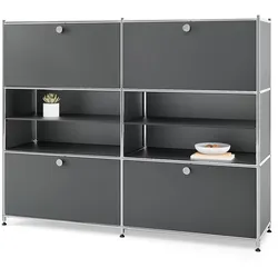 Tchibo - Kommode Metall »Cn3« mit 4 Klappenfächern - 152x40x120,5cm - chrom -