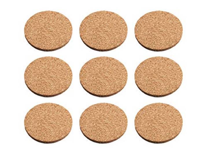 Metafranc kurkpads zelfklevend - schokdempend & trillingsremmend - natuurlijke meubelbescherming - voor gladde oppervlakken / ronde meubelglijders / deurstopper van 3 mm kurk Ø 28 mm (9 Stuk) bruin
