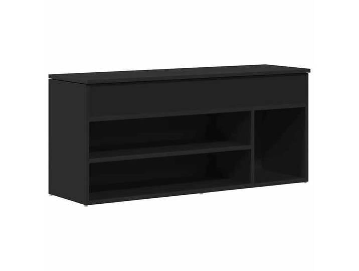 Porte-chaussures - Noir - Banc à chaussures noir 102x30 5x45 cm bois d'ingénierie_FR_11385
