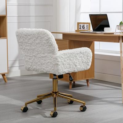 Ostweer Featured Upholstered Study Chair Beige Office Chair, Armchair Home Computer Chair Swivel Chair with Casters