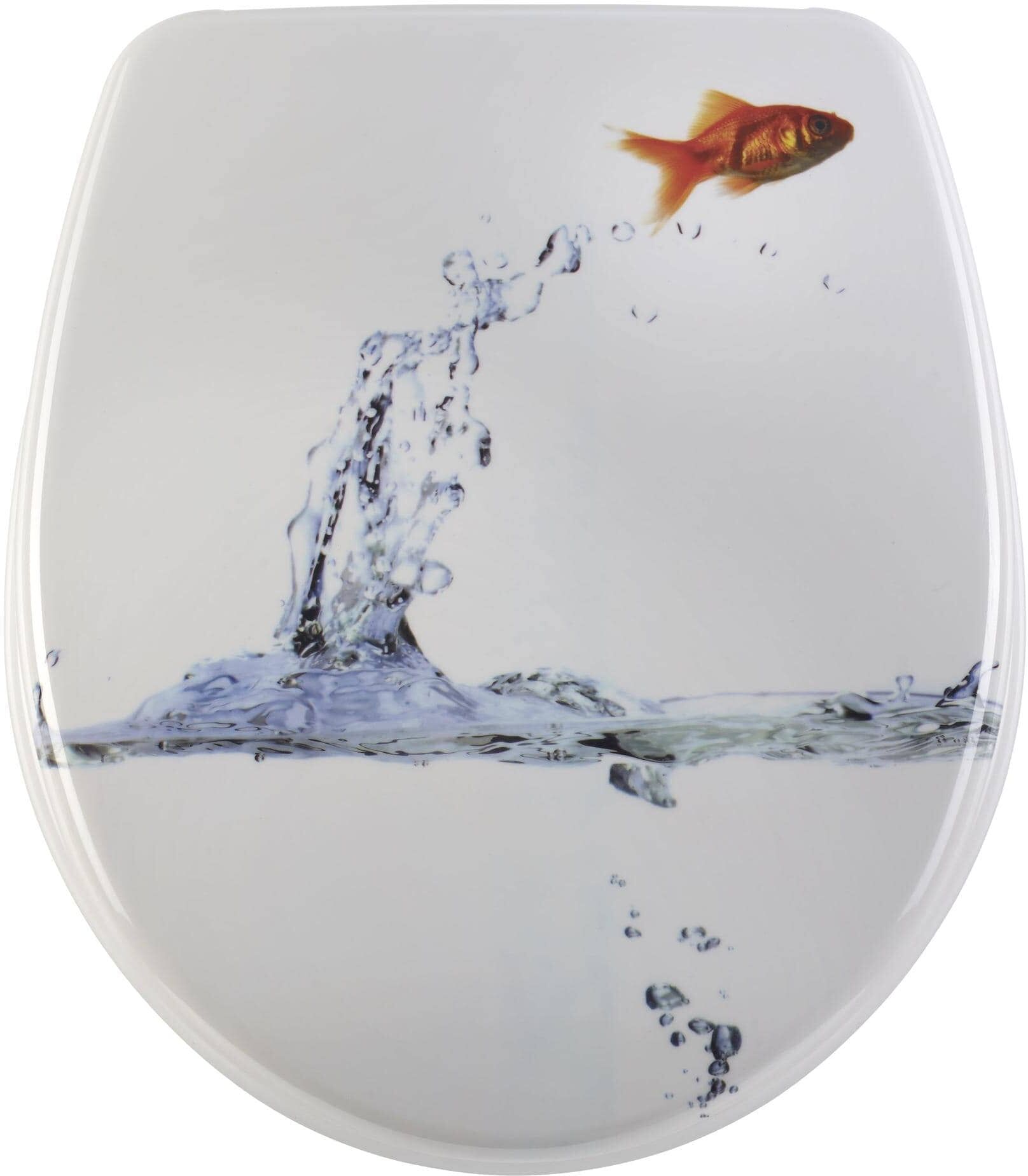 WC-Sitz DIAQUA "Nice Jumping fish Absenkautomatik, Weiss", weiss (weiß), B:37,5cm L:46cm, Kunststoff, WC-Sitze, WC-Sitz weiß Einheitsgröße