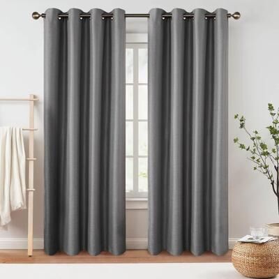 Awesome Home Woven Texture Room Darkening Grommet Curtain Pair(2 Panels)