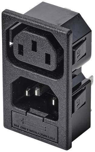 TRU COMPONENTS TC-10088388 Kaltgeräte-Steckverbinder C13 Buchse, Einbau vertikal, Stecker, Einbau vertikal Gesamtpolzahl: 3 10A