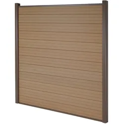 Mendler WPC-Sichtschutz Sarthe, Windschutz Zaun, Alu-Pfosten ~ Basiselement, 1,90m teak