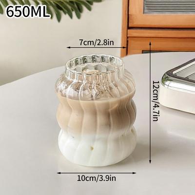 Multicon Wholesale Hub Creative Wave Shape Iced Coffee Tumbler Cup, Transparent Drinking Glass, Ripple Water Juice Milk Tea Mug b2