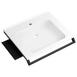Hewi Mineralguss-Waschtisch 950.19.072DC 65x58cm, mit Haltegriff 65cm, Ablage, weiß, schwarz tiefmatt