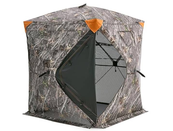 VEVOR Store de chasse\, 270°\, store de sol pop-up pour 1-2 personnes avec sac de transport\, tente de chasse portable et résiliente\, maille transparente unidirectionnelle pour chasse à la dinde\, au cerf