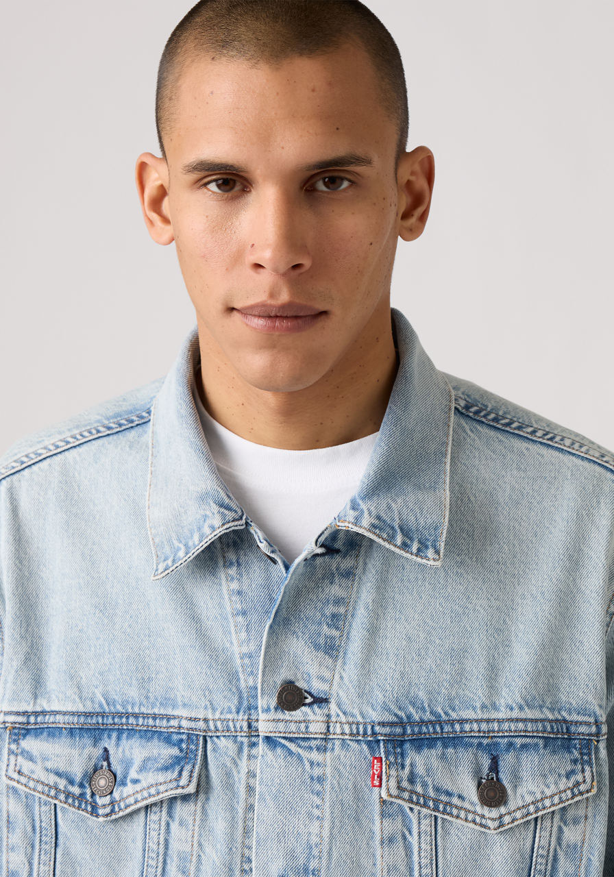 Jeansjacke LEVI'S "NEW RELAXED FIT TRUCK", Herren, Gr. L, blau (brightside trk), Denim/Jeans, Obermaterial: 100% Baumwolle, relaxed fit, 1-Knopf-Manschette, Jacken Jeansjacke