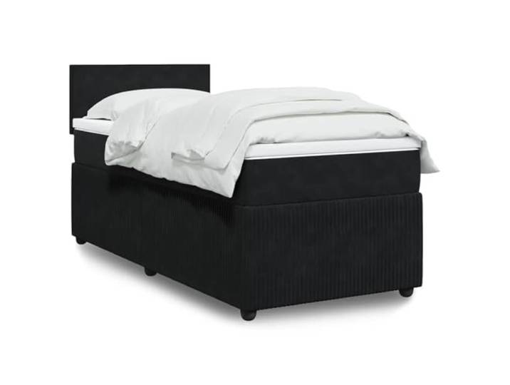 RJPLMFV Lattenrost mit Matratze, Velours, Schwarz, 100 x 200 cm Taschenfedern, abnehmbarer Bezug, waschbar, optimale Unterstützung, atmungsaktiver Komfort